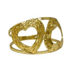 Anel Em Ouro 10k 416 Corações Vazados Amarelos Ou Coloridos, 25