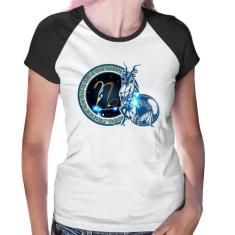 Baby Look Raglan Signo Capricórnio Astrologia - Foca na Moda, Branco, 