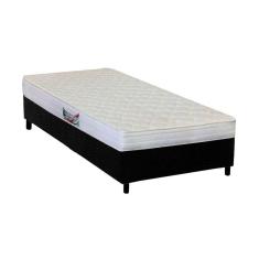 Cama Box Solteiro: Colchão Espuma Herval Ag65 Frontier + Base Crc Suede Black(88x188)