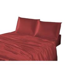 Lençol De Seda 4 Peças Casal King Vermelho Cetim