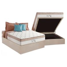 Cama Box Baú Casal: Colchão Molas Anjos MasterPocket Ensacadas King Best + Base crc Suede Clean(138x188)