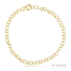 Pulseira De Elo Português Médio Folheado A Ouro