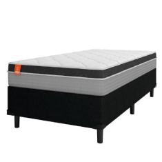 Cama Box Solteiro Colchão Molas Ensacadas Real 88x188x65cm Preto/Cinza