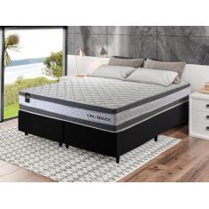 Conjunto Cama Box c/ Molas Ensacadas Alpine Cinza King 193x203x65 - Ki