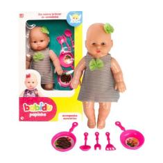 Boneca Babidu Papinha com Acessórios de Cozinha - Anjo Brinquedos 