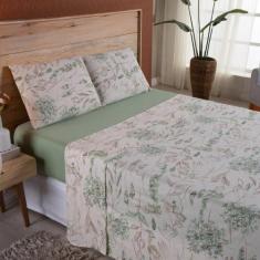 Lençol Solteiro Malha Fio Penteado Algodão 3 Peças - Verde - Casa Show