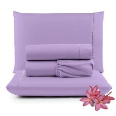 Jogo Lençol Micropercal 400 Fios Queen 4 Peças Lilás