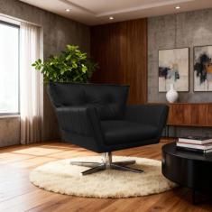 Poltrona Sala Decorativa Anitta Giratória Cromada Sintético D03 - D'Ro