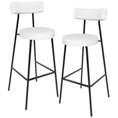 Kit 02 Banquetas Altas Bar Cozinha Sala De Jantar Estrutura Em Aço Milão L02 Facto Branco - Lyam Decor