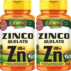 Kit 2 Zinco Quelato cápsulas 60 cápsulas Unilife