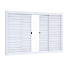 Janela de Aço de Correr de Correr 100x150cm com Grade Quadrada Riobras Branco