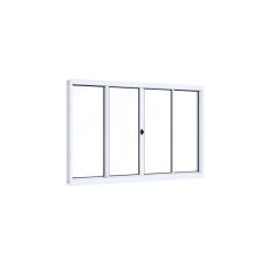 Janela de Aço de Correr 120x150cm 4 Folhas com Vidro Liso  Riobras Branco