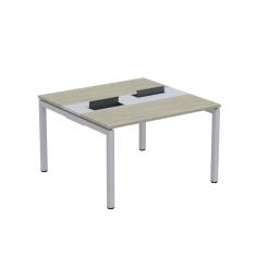 Mesa Plataforma Dupla com Pé de Aço para Coworking 120x120 Pdc12/12/2p Nogueira Casablanca/Cinza