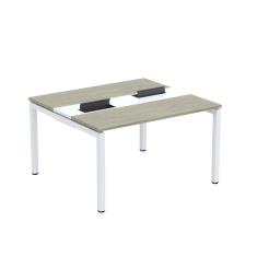 Mesa Plataforma Dupla com Pé de Aço para Coworking 130x120 Pdc13/12/2p Nogueira casblanca/Branco