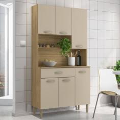 Armário de Cozinha Compacta 6 Portas 1 Gaveta Apolo - Freijó/Vanilla