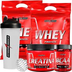 Kit 2 Nutri Whey Refil Morango 907g +1 Amino Bcaa 2044mg 90 Cápsulas +1 Creatina 150g + 1 Coqueteleira Integralmédica