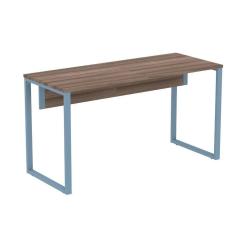 Mesa Escritório P25 Tub Pandin 150 Cm (larg) Tampo Mdp Walnut Pé Aço Tubular Azul Dali