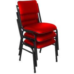 Kit com 3 Cadeiras para Auditórios Linha Hotel Smart Vermelho