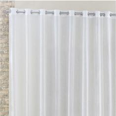 Cortina Rubi 2,00M X 1,70M Branca Tecido Voal Linho Detalhada Sala Quarto Leve