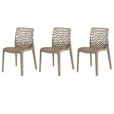 Kit 3 Cadeiras Gruvyer Nude Sala Cozinha Jantar - Waw Design