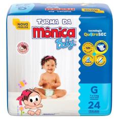 Fralda Turma da Mônica Baby Tamanho G Pacote Jumbo 24 Unidades Descart