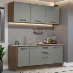 Cozinha Completa 180001 Com Armário E Balcão Rustic/Cinza