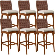 Kit 06 Banquetas Altas Sala De Jantar Fixa Mila L02 material sintético