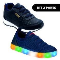 Kit 2 Tênis Led Infantil de Criança Masculino Casual-Masculino