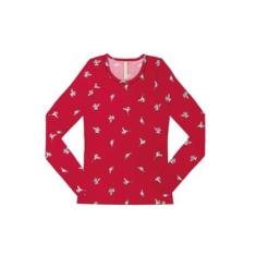 Blusa Lunender Malha Estampas Vermelho Tam. P-Feminino