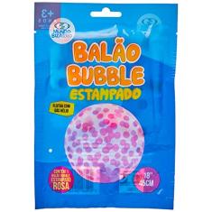 Balão Redondo Bubble Estampado Rosa 45cm. Mundo Bizarro