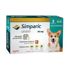Simparic 40Mg Zoetis 3 Comprimidos Antipulgas Cães 10,1 A 20Kg