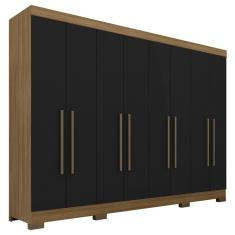 Guarda Roupa Casal 8 Portas 2 Gav Natasha Boreal/preto - Móveis Arapongas