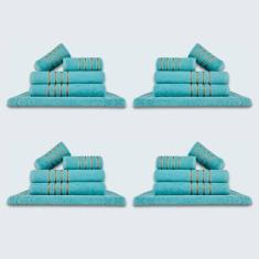 Jogo De Toalhas 20 Pçs Coleção Dubai 100% Algodão Verde Aqua