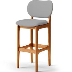 Banqueta Alta Bar Cozinha Sala Jantar Fixa Betta L02 Imbuia Facto Cinz