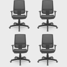Kit 4 Cadeiras para Escritório Ergonômica Presidente Brizza Nr17 Plaxmetal