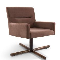 Poltrona Decorativa Giratória Base Xis Madeira Angel Veludo C-276 Ferrugem - Domi