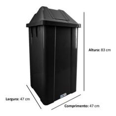 Lixeira Quadrada Com Tampa Vai E Vem Preta 100 Litros