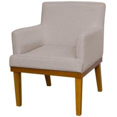 Poltrona Decorativa Para Sala de Estar e Recepção Beatriz W01 Linho Bege - Lyam Decor