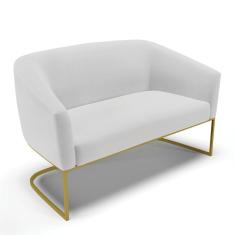 Sofá Namoradeira 2 Lugares Base Industrial Dourado Stella Linho D03 - D'rossi Cor A05 Cinza