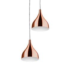 Lustre Pendente Aluminio Gota Duplo 21cm New Cobre