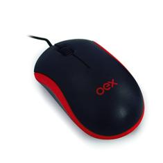 Mouse Óptico Mini MS103, Preto e Vermelho, OEX, 51.3703