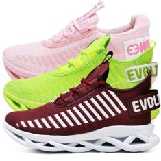 Kit 3 Tênis Trança Rosa, Verde e Bordo 37