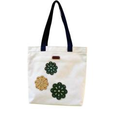 Bolsa Feminina Brnk Lona Cru Aplique Flores Versão Brasil - Brinko