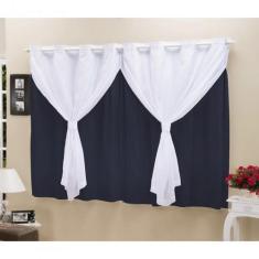 Cortina Blackout PVC com Tecido Voil 2,00 m x 1,40 m Azul Marinho - EC