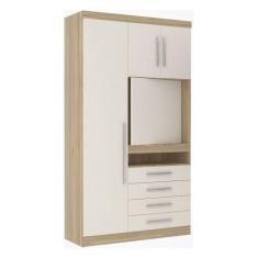 Guarda Roupa 3 Portas Com Painel Para Tv Avelã Rústico - LUCIANE