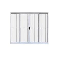 Janela 4 Folhas De Correr C/ Grade 1,00 X 2.00 Alumínio Branco Linha Modular - Hale