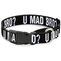 Buckle-Down Coleira para cachorro com estampa de blocos multicoloridos, 2,54 cm de largura, serve para pescoços de 28-43,18 cm - Médio