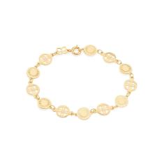 Pulseira Rommanel Banhado Ouro Berloques Redondos Vazados Lisos E Trabalhados