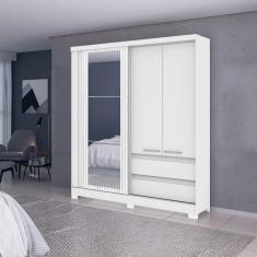 Guarda Roupa Solteiro Espelho 2 Portas 2 Gavetas Condor Atualle