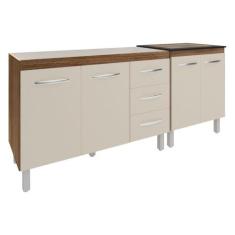 Armário Cozinha Gabinete Pia De 120 Cm Bruna E Balcão Fran Para Cookto